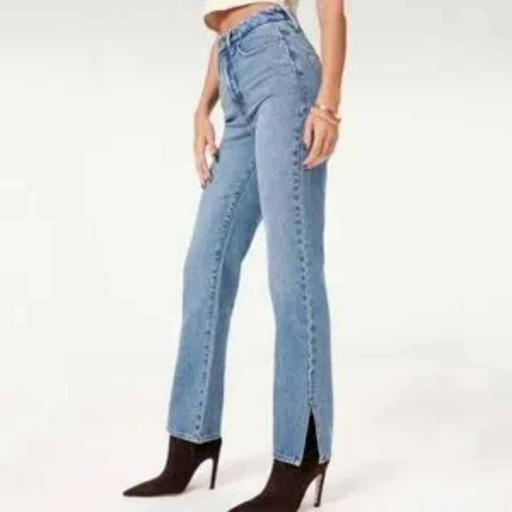 Good American Good Boy‎ Straight Split Hem Jeans